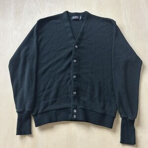 Vintage Par Four Sweater Cardigan Mens Large Green V Neck‎ Acrylic Knit Made USA